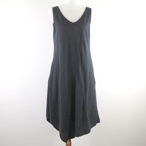 Habitat Black Asymmetrical V-Neckline Sleeveless Cotton Tank Midi Dress S